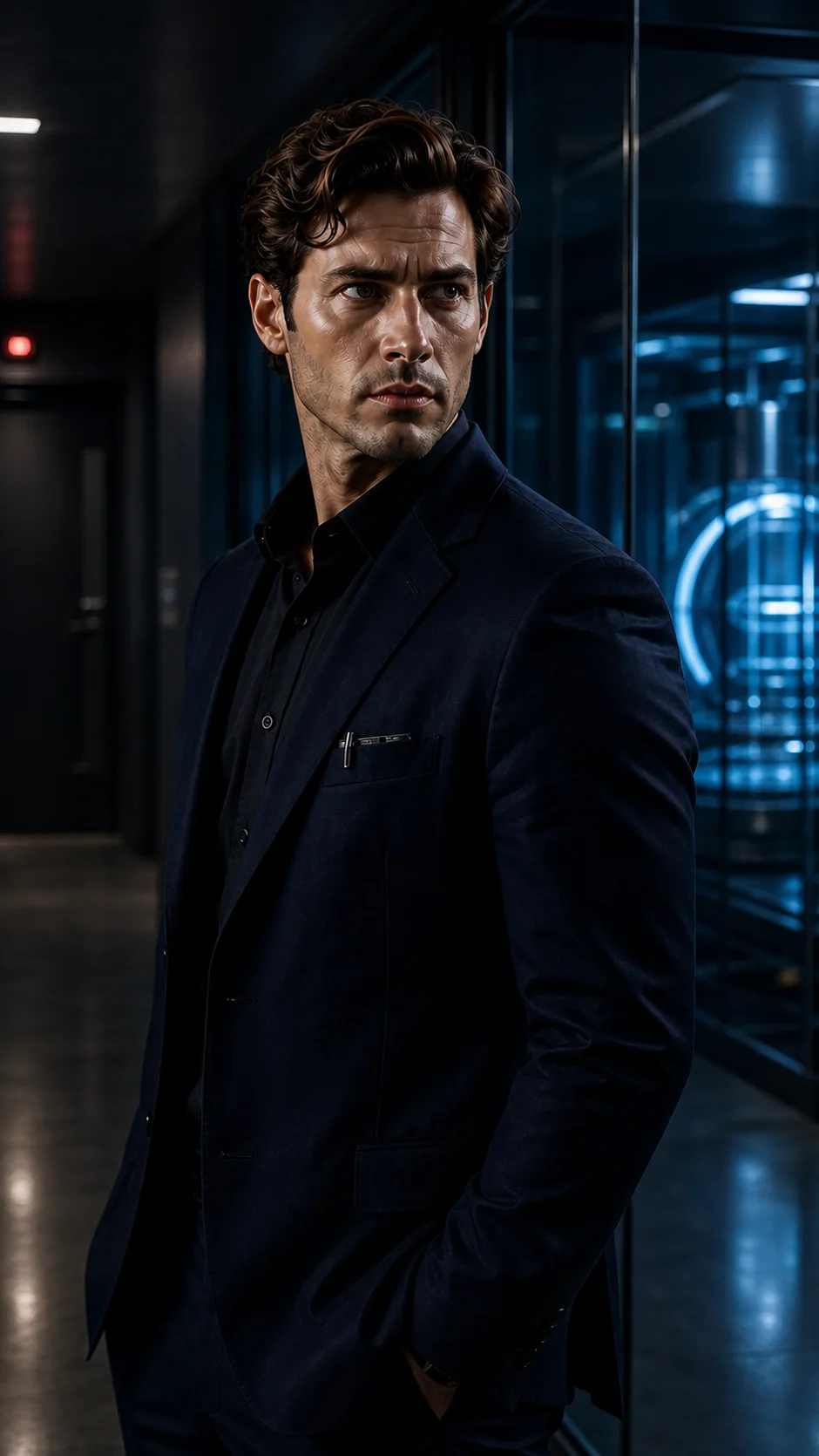 Adrian Zyndio beneath the laboratory lights